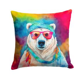 NEW Hippie Animal Polar Bear Throw Pillow Machine Washable, Indoor Outdoor Decorative Pillow for Couch, Bed or Patio, 14Hx14W