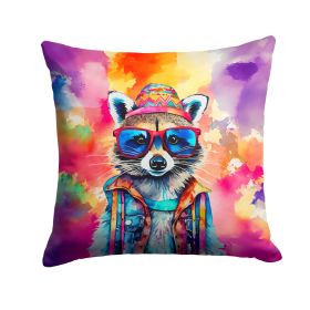 NEW Hippie Animal Raccoon Throw Pillow Machine Washable, Indoor Outdoor Decorative Pillow for Couch, Bed or Patio, 14Hx14W