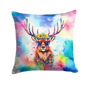 NEW Hippie Animal Stag Deer Throw Pillow Machine Washable, Indoor Outdoor Decorative Pillow for Couch, Bed or Patio, 14Hx14W