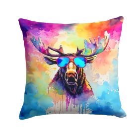 NEW Hippie Animal Moose Throw Pillow Machine Washable, Indoor Outdoor Decorative Pillow for Couch, Bed or Patio, 14Hx14W