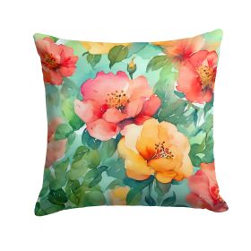 Georgia Cherokee Rose in Watercolor Throw Pillow Machine Washable, Indoor Outdoor Decorative Pillow for Couch, Bed or Patio, 18Hx18W