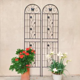 2 Pack Metal Garden Trellis 86.7" X 19.7" Rustproof Trellis For Climbing Plants Outdoor Flower Support Black (Option: Black)