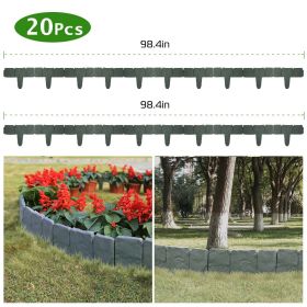 20 PCS Garden Edging Border,Imitation Stone Effect Garden Lawn Border,No Dig Flexible Lawn Edging And Flower Bed Border Grey (Option: grey)