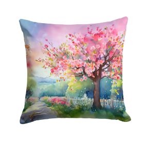 Michigan Apple Blossoms in Watercolor Throw Pillow Machine Washable, Indoor Outdoor Decorative Pillow for Couch, Bed or Patio, 18Hx18W (Default: Default)