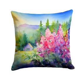 Idaho Syringa in Watercolor Throw Pillow Machine Washable, Indoor Outdoor Decorative Pillow for Couch, Bed or Patio, 14Hx14W (Default: Default)