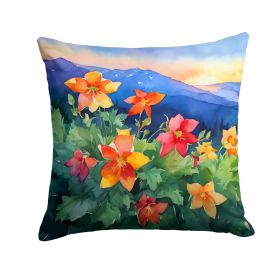 Colorado Rocky Mountain Columbine in Watercolor Throw Pillow Machine Washable, Indoor Outdoor Decorative Pillow for Couch, Bed or Patio, 18Hx18W (Default: Default)