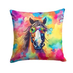 NEW Hippie Animal Horse Throw Pillow Machine Washable, Indoor Outdoor Decorative Pillow for Couch, Bed or Patio, 14Hx14W (Default: Default)