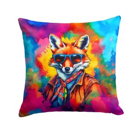 NEW Hippie Animal Fox Throw Pillow Machine Washable, Indoor Outdoor Decorative Pillow for Couch, Bed or Patio, 14Hx14W (Default: Default)