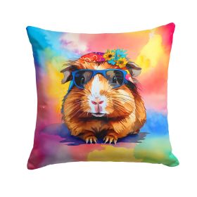 NEW Hippie Animal Guinea Pig Throw Pillow Machine Washable, Indoor Outdoor Decorative Pillow for Couch, Bed or Patio, 14Hx14W (Default: Default)