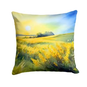 Nebraska Goldenrod in Watercolor Throw Pillow Machine Washable, Indoor Outdoor Decorative Pillow for Couch, Bed or Patio, 18Hx18W (Default: Default)