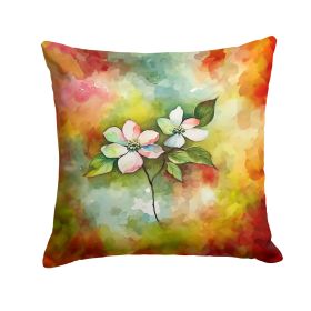 Virginia American Dogwood in Watercolor Throw Pillow Machine Washable, Indoor Outdoor Decorative Pillow for Couch, Bed or Patio, 18Hx18W (Default: Default)