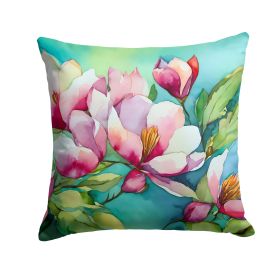 Louisiana Magnolias in Watercolor Throw Pillow Machine Washable, Indoor Outdoor Decorative Pillow for Couch, Bed or Patio, 14Hx14W (Default: Default)