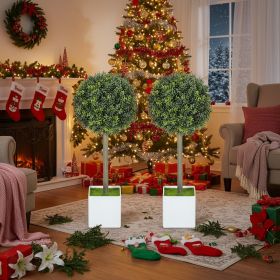 2PCS Set Artificial Boxwood Topiary Balls Natural Look With 114 Dense PE Leaves Artificial Plants Indoor Outdoor Decor For Home Office Patio Easy (Option: Green)